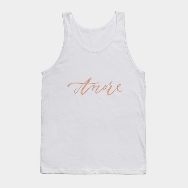 Amore - rose gold script Tank Top by peggieprints